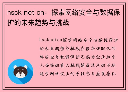 hsck net cn：探索网络安全与数据保护的未来趋势与挑战